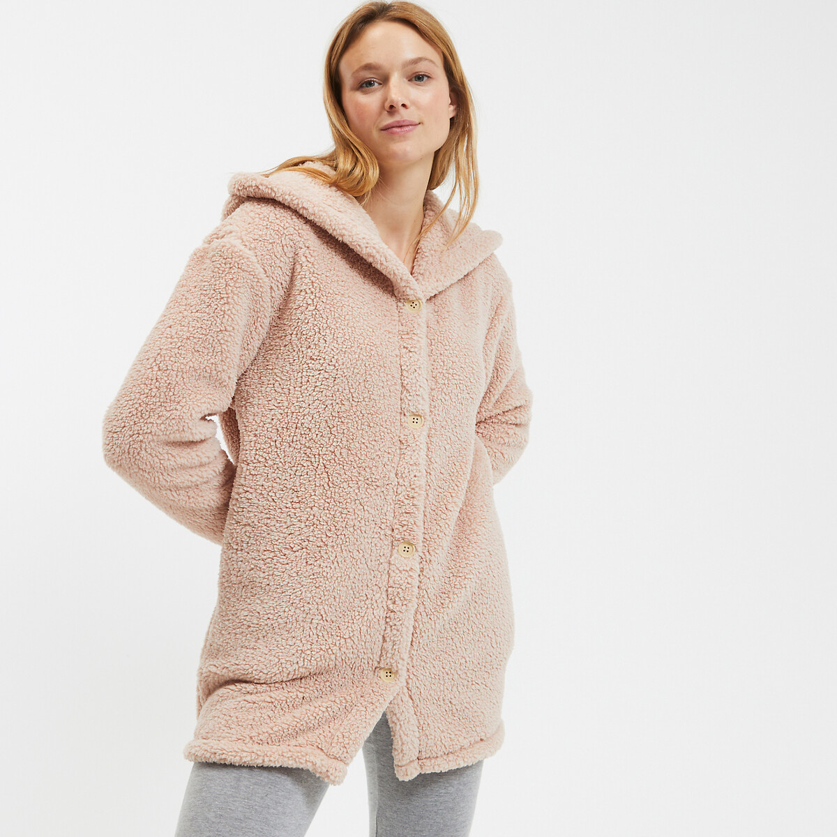 SO'HOME<br>Robe com capuz em malha de lã