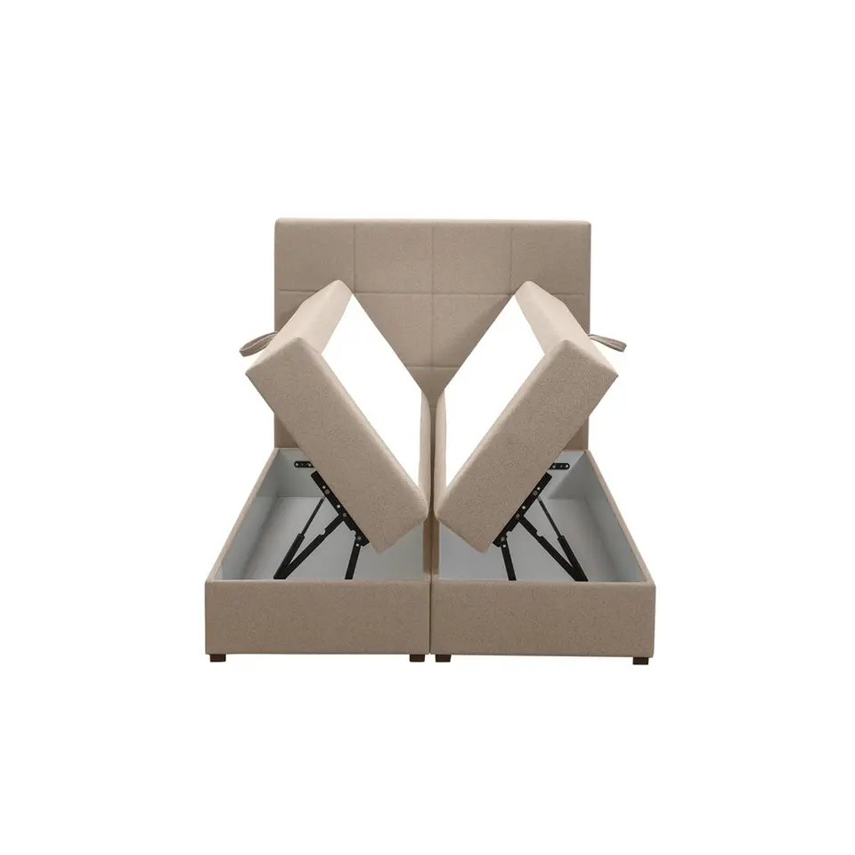 Boxspring met opbergruimte Liv geblokt - beige - 120x200 cm