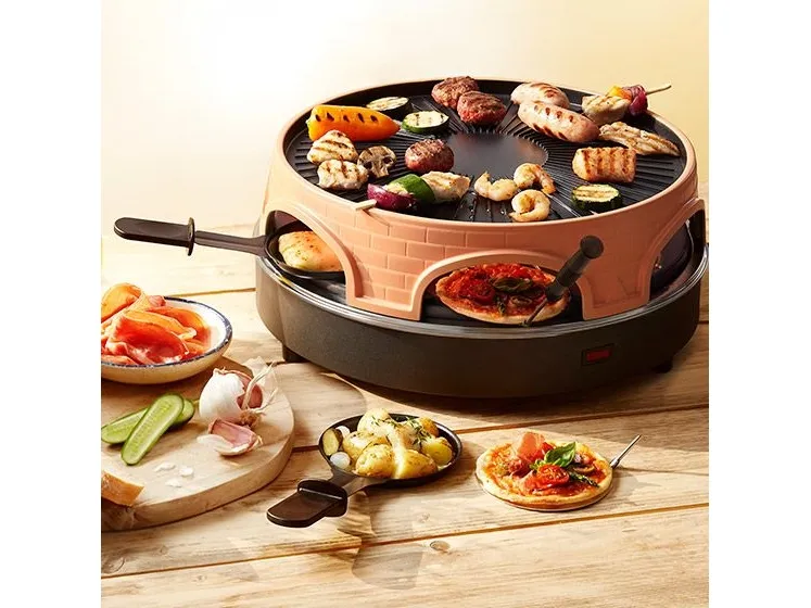 Emerio PO-113255.4 - Pizzaovn/grill/raclette - 1.8 kW - terracotta orange