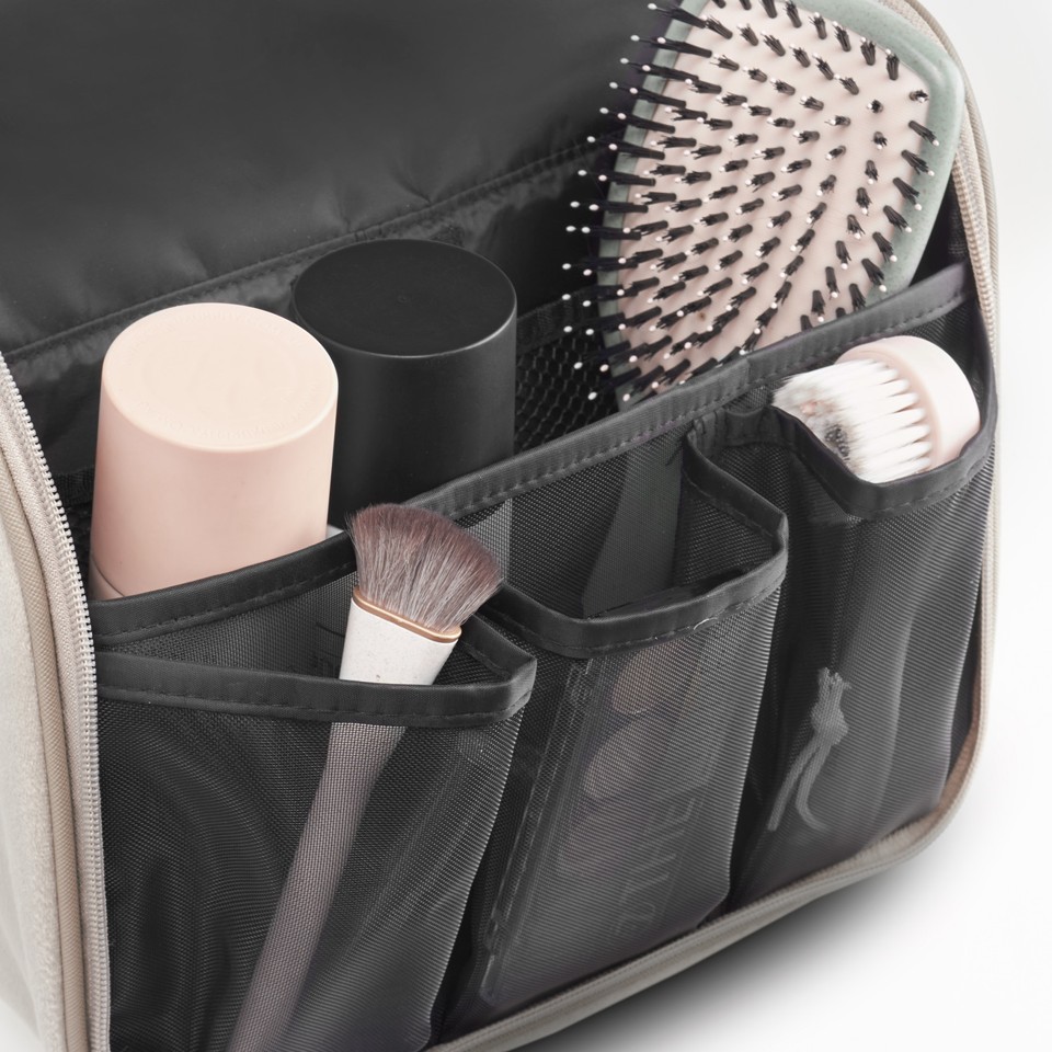 Gillian Jones - Organizer Cosmetic Bag Beige velour - Toilettaske