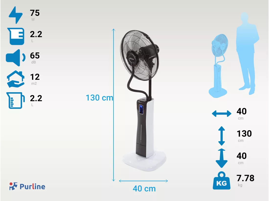 Ventilateur brumisateur à 3 vitesses avec télécommande