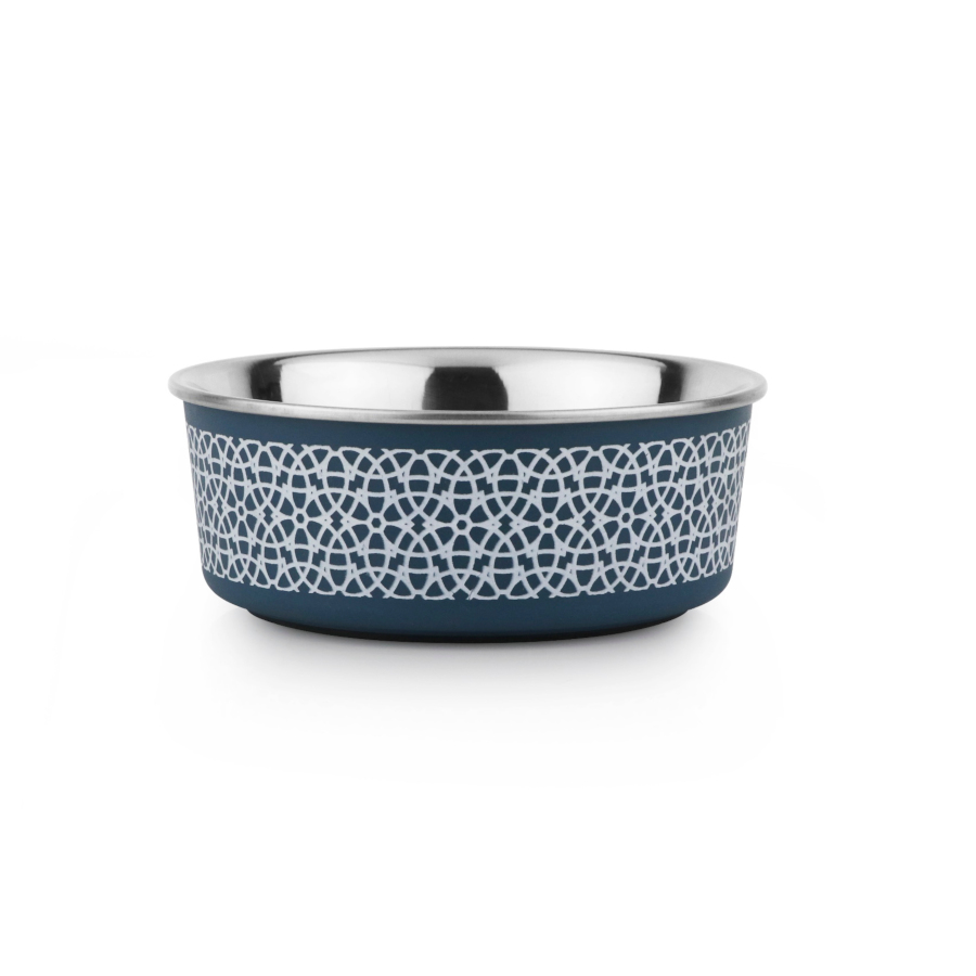 Alimentador para cães TK-Pet Inox Geo Azul