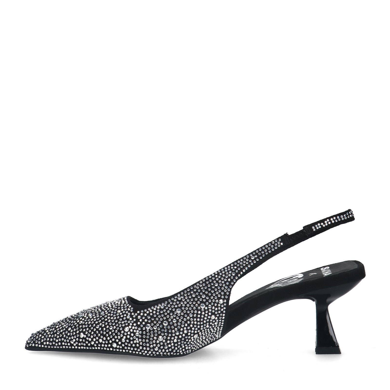 Sacha x Tessa van Montfoort  slingback pumps met strass zwart/zilver