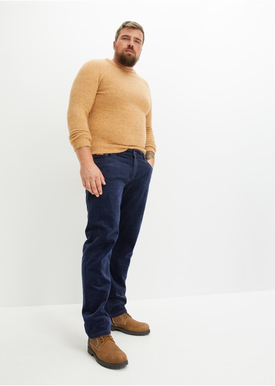Pantalon velours côtelé extensible Regular Fit, Straight