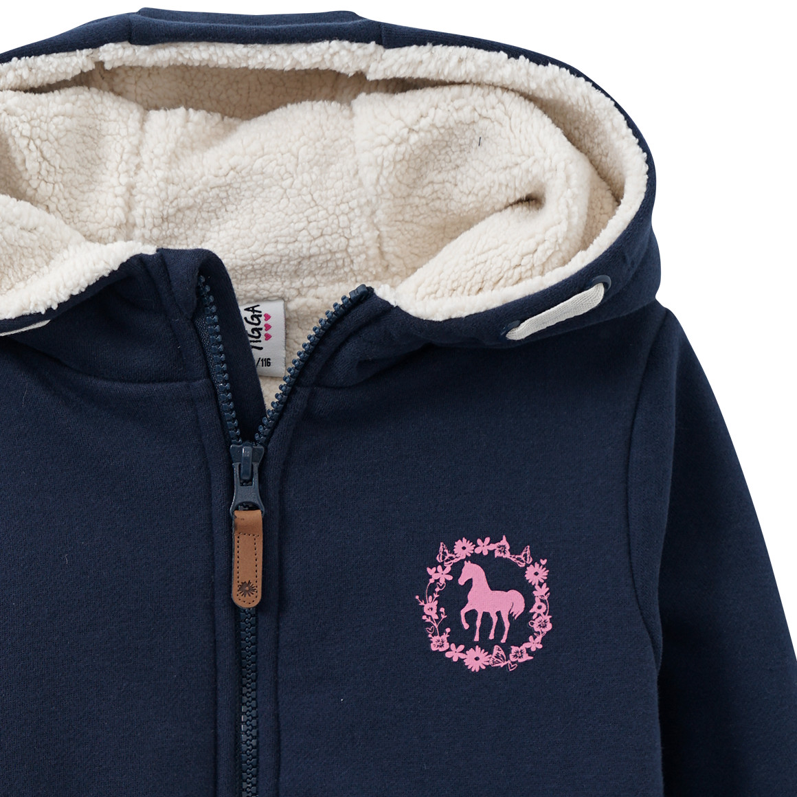 Yigga Mädchen Sweatjacke mit Teddyfutter dunkelblau