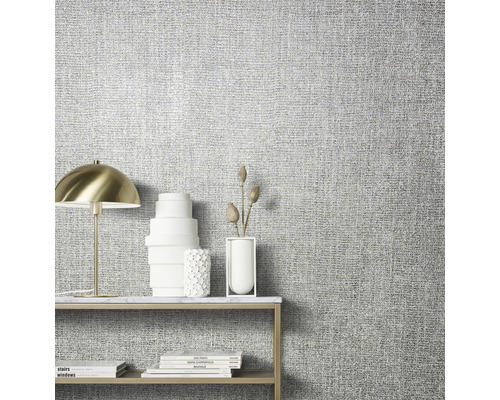 Vliesbehang 85736 Natural Opulence van Felix Diener, effen textiellook, grijszilver