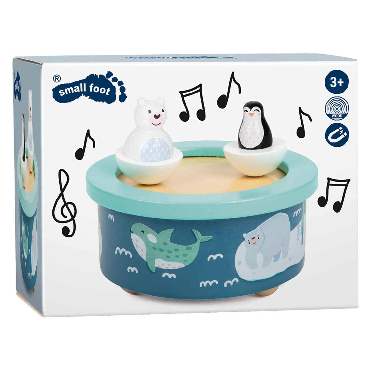 Small Foot-Houten Muziekdoos Noordpool Opwindbaar