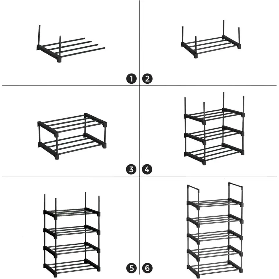 Parya Home metalen schoenrek met 5 niveaus - zwart