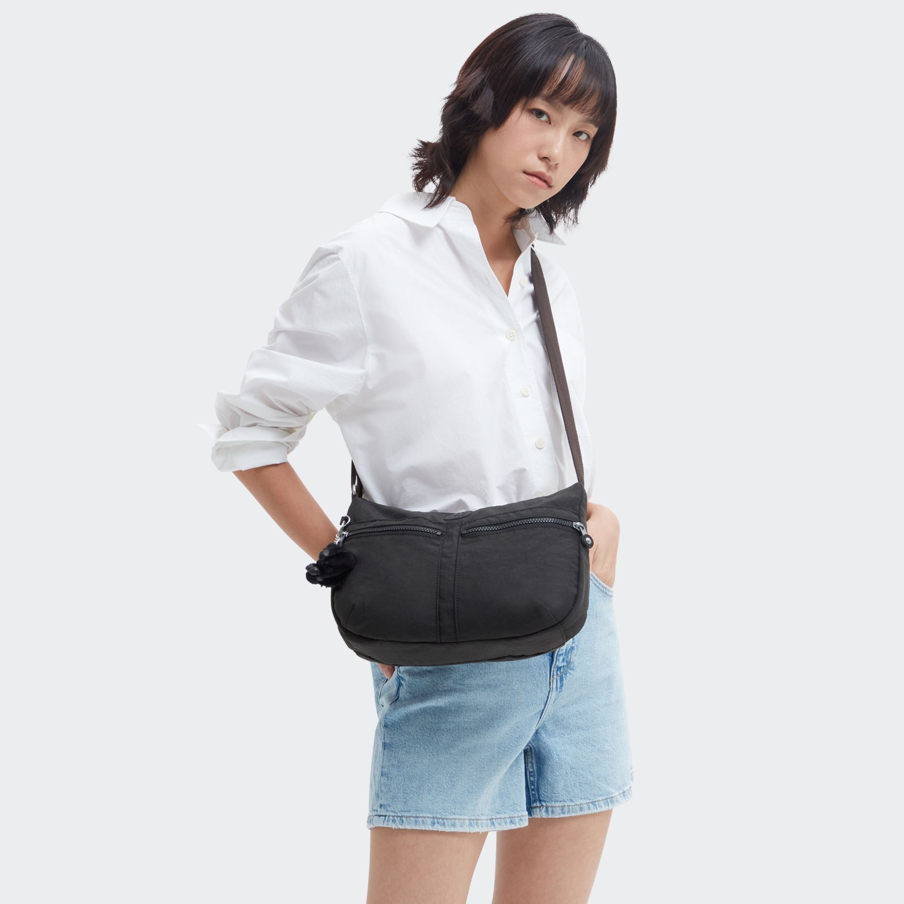 IZELLAH Sac Épaule à Bandoulière Taille Moyenne  - Black Noir