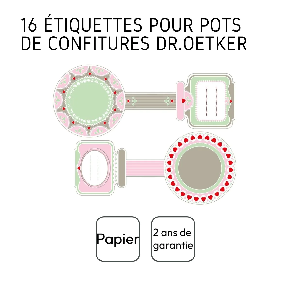 Lot de 16 étiquettes pot de confiture Dr Oetker Confiture Dr. Oetker