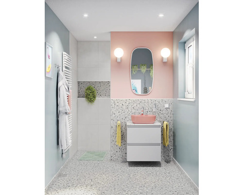 Porseleinen steengoed wand- en vloertegel Flakemix Terrazzo lichtgrijs 60 x 60 x 0,9 cm mat gerectificeerd