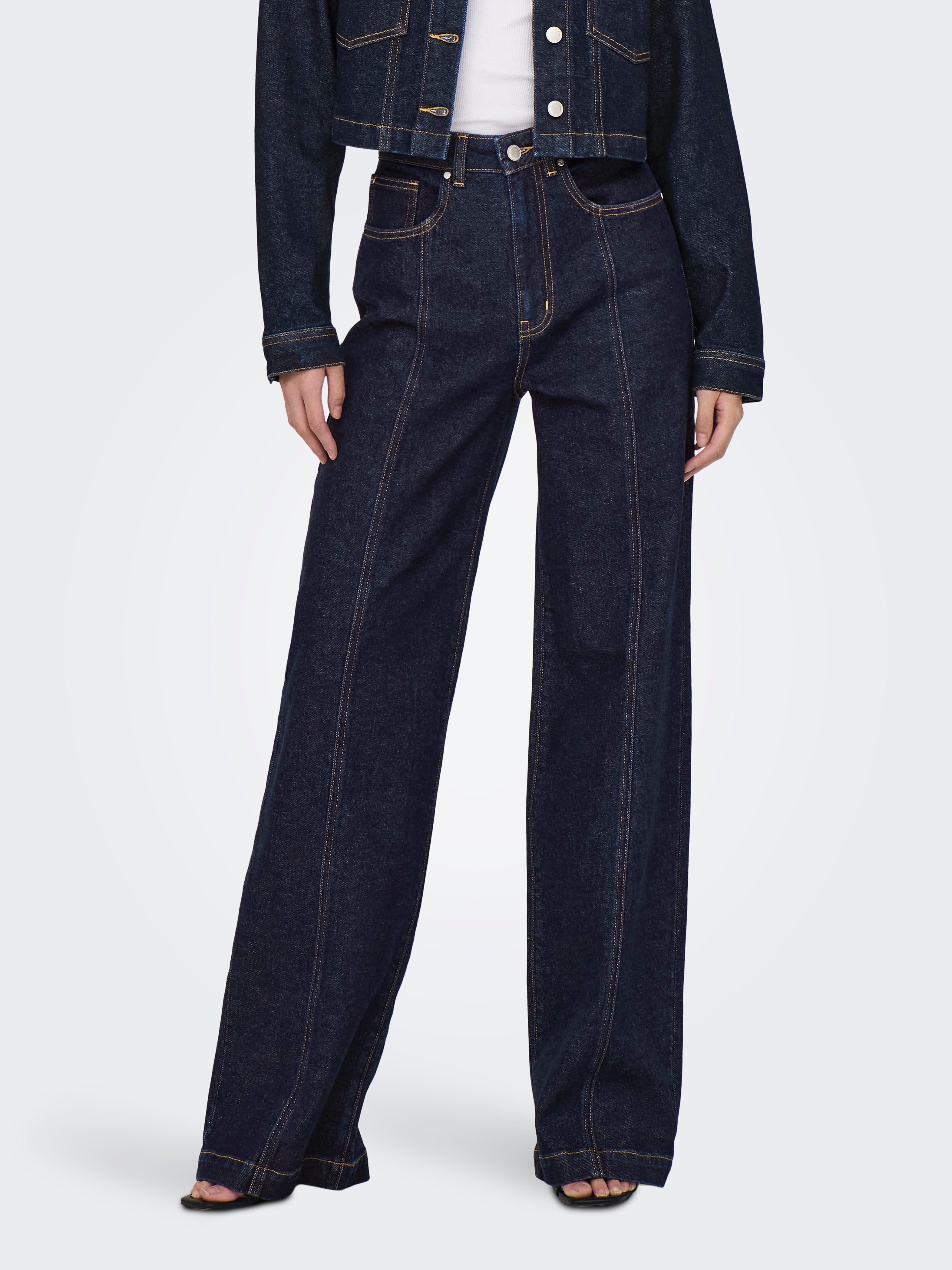 ONLHOPE Sehr hohe Taille Weiter Beinschnitt Jeans Dark Blue Denim