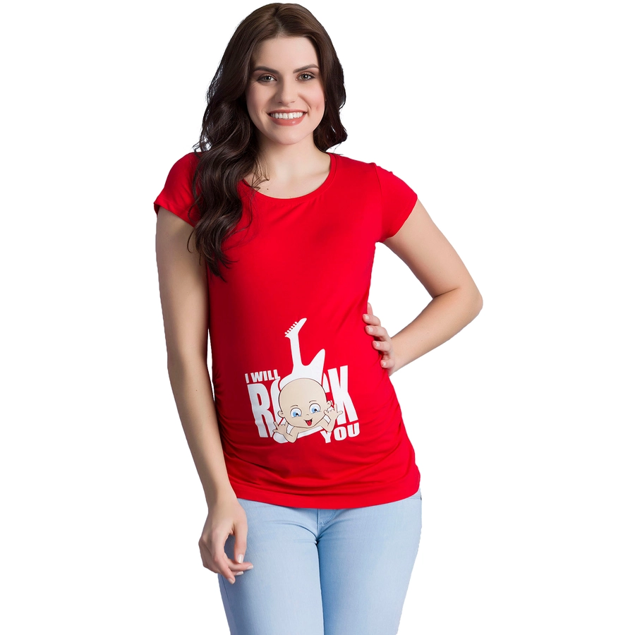 M.M.C. Umstandsshirt I Will Rock You mit Motiv Rot