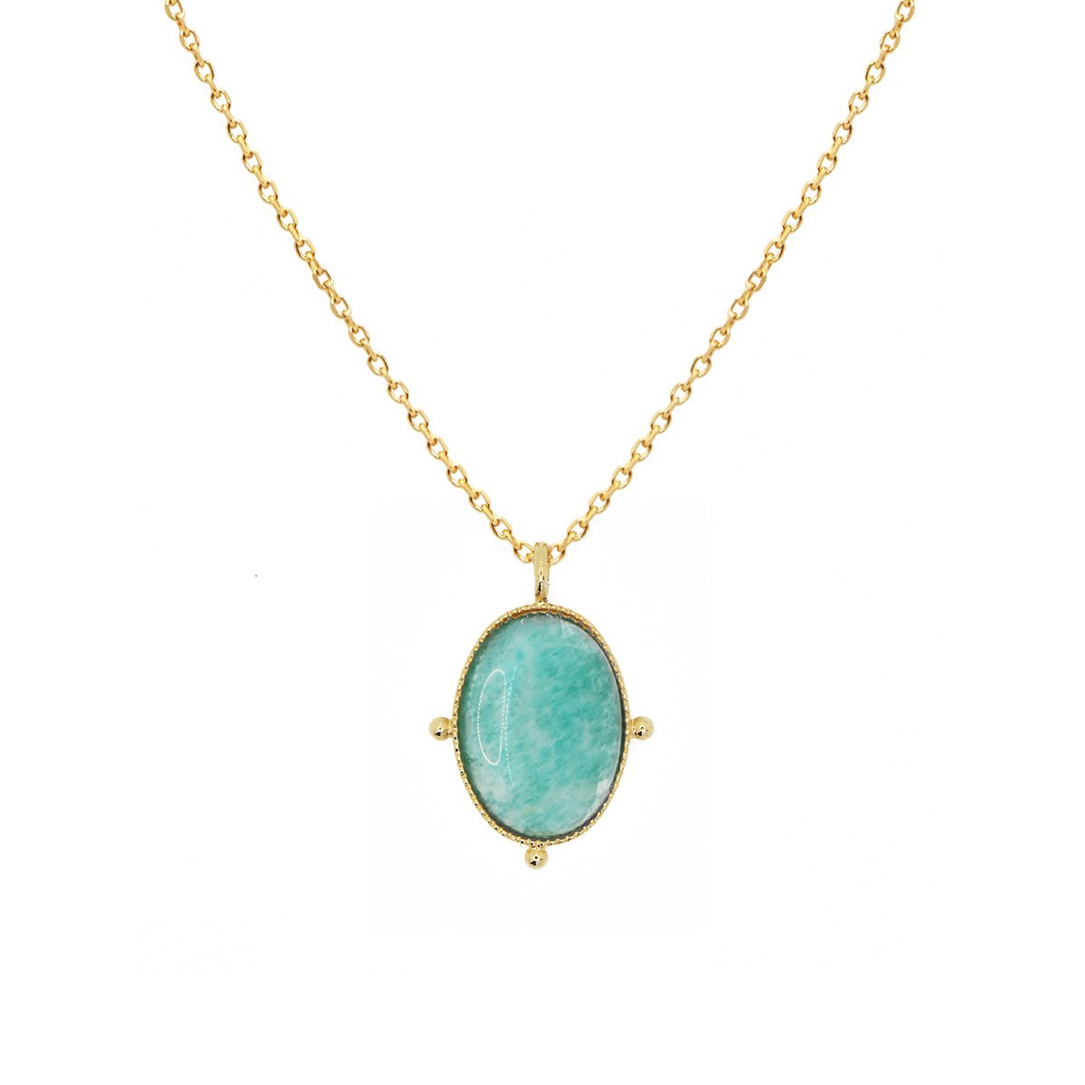 Collier pierre amazonite doré à l'or fin 24k NEW CALYPSO