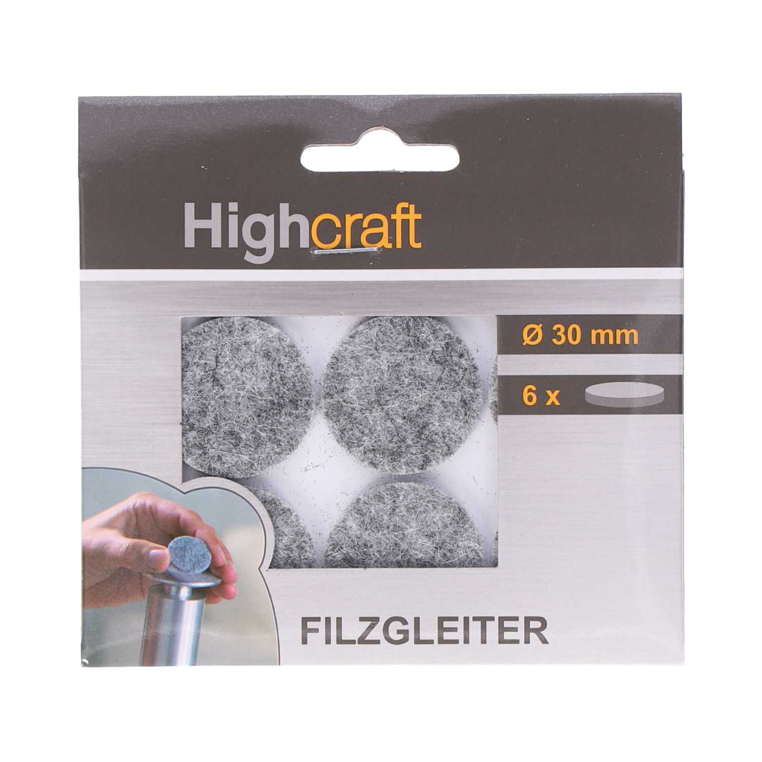 Filzgleiter Set 6er, grau, ca. 3cm