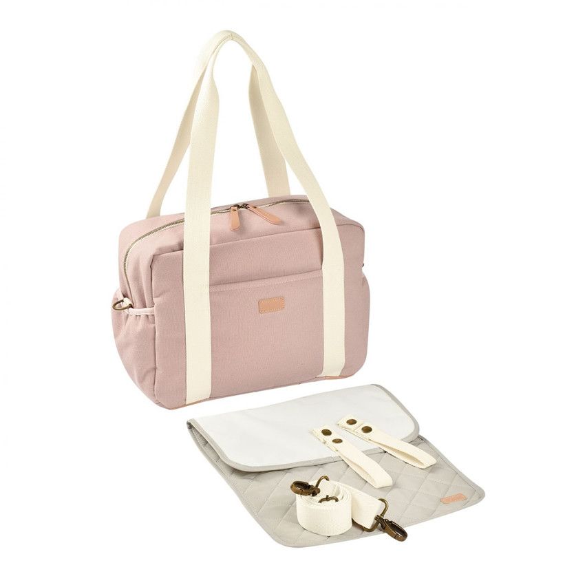 Sac à langer Paris - Rose poudré - Ecru