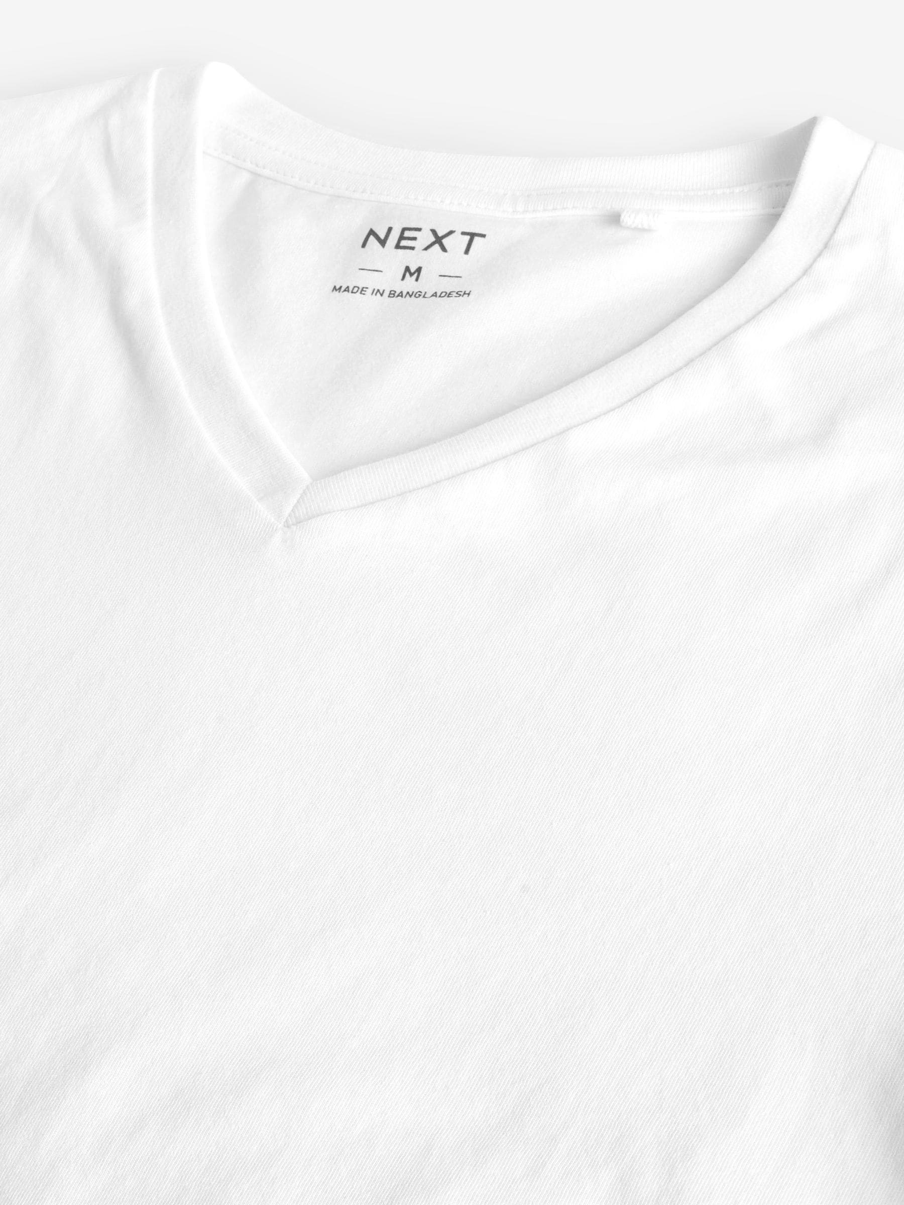 Wit - Verpakking van 2 slim-fit 100% katoenen T-shirts met V-hals en laagjes