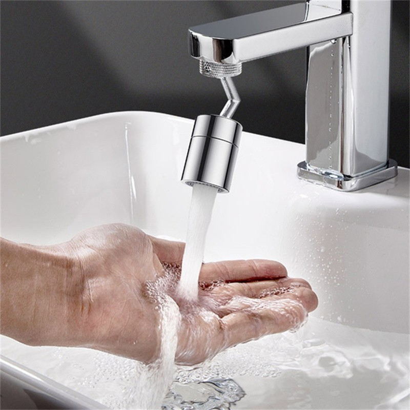 Schwenkbarer Wasserhahn Aufsatz 720° Grad Kugelkopf - Silber
