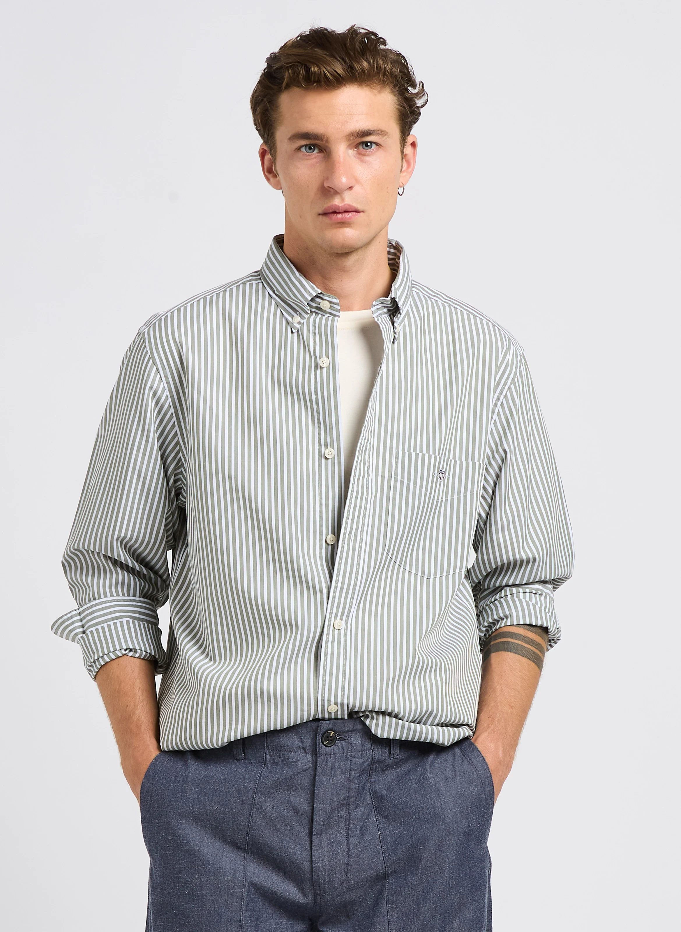 Chemise col classique en coton | Vert