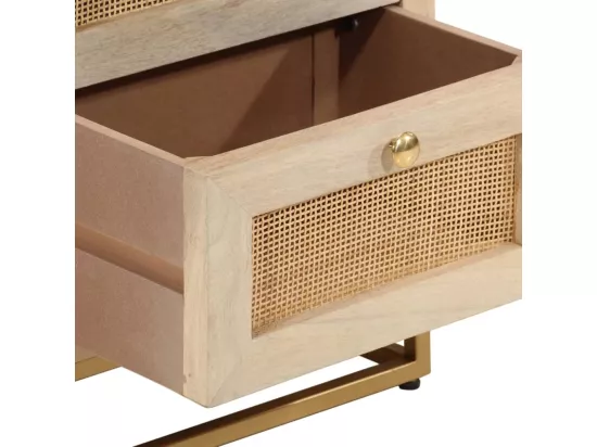 Table de chevet 40x30x50 cm bois massif manguier et fer