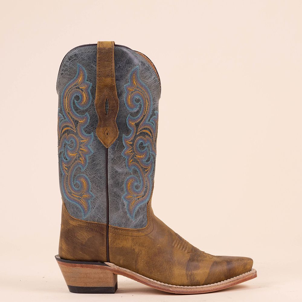 Old West LF1601E cowboylaarzen bruin - grijs