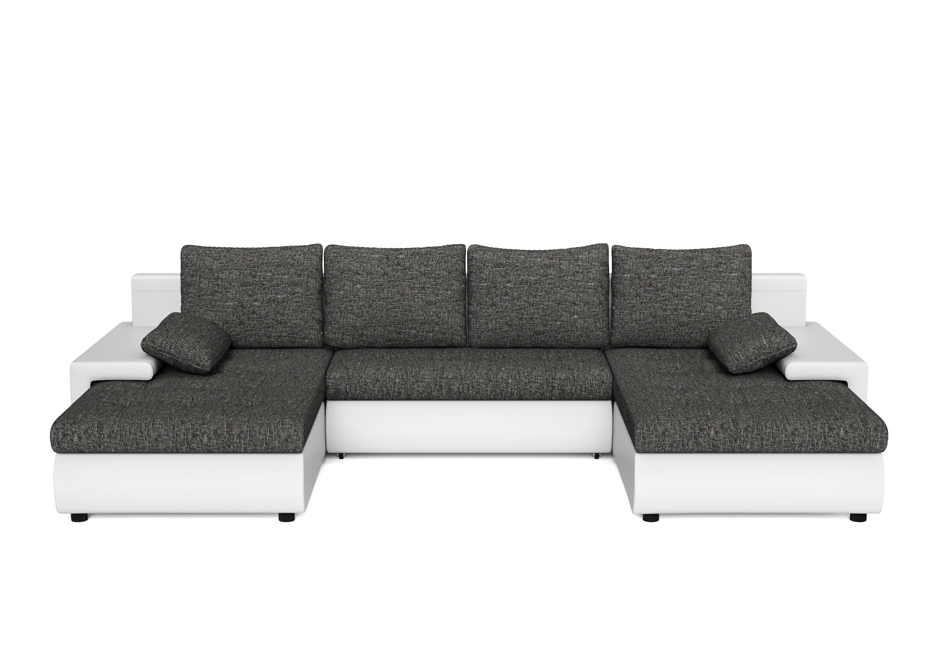 Sofa mit Schlaffunktion LANCONI U-Form schwarz/weiss