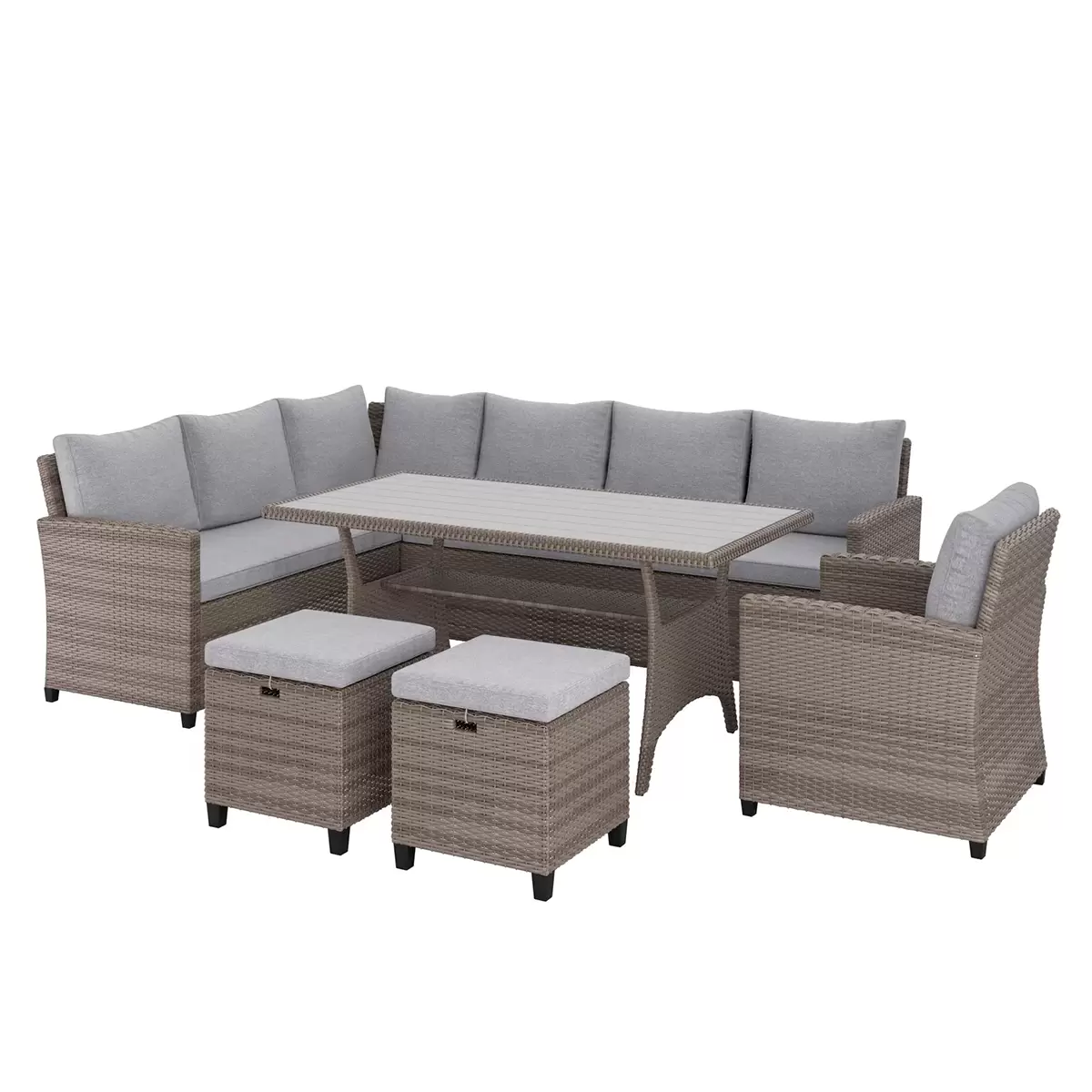 Beldano Loungegarnitur Porto new 5-teilig links braun,grau