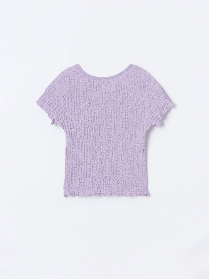 Camiseta infantil de manga curta com estampa de abelha - Malva