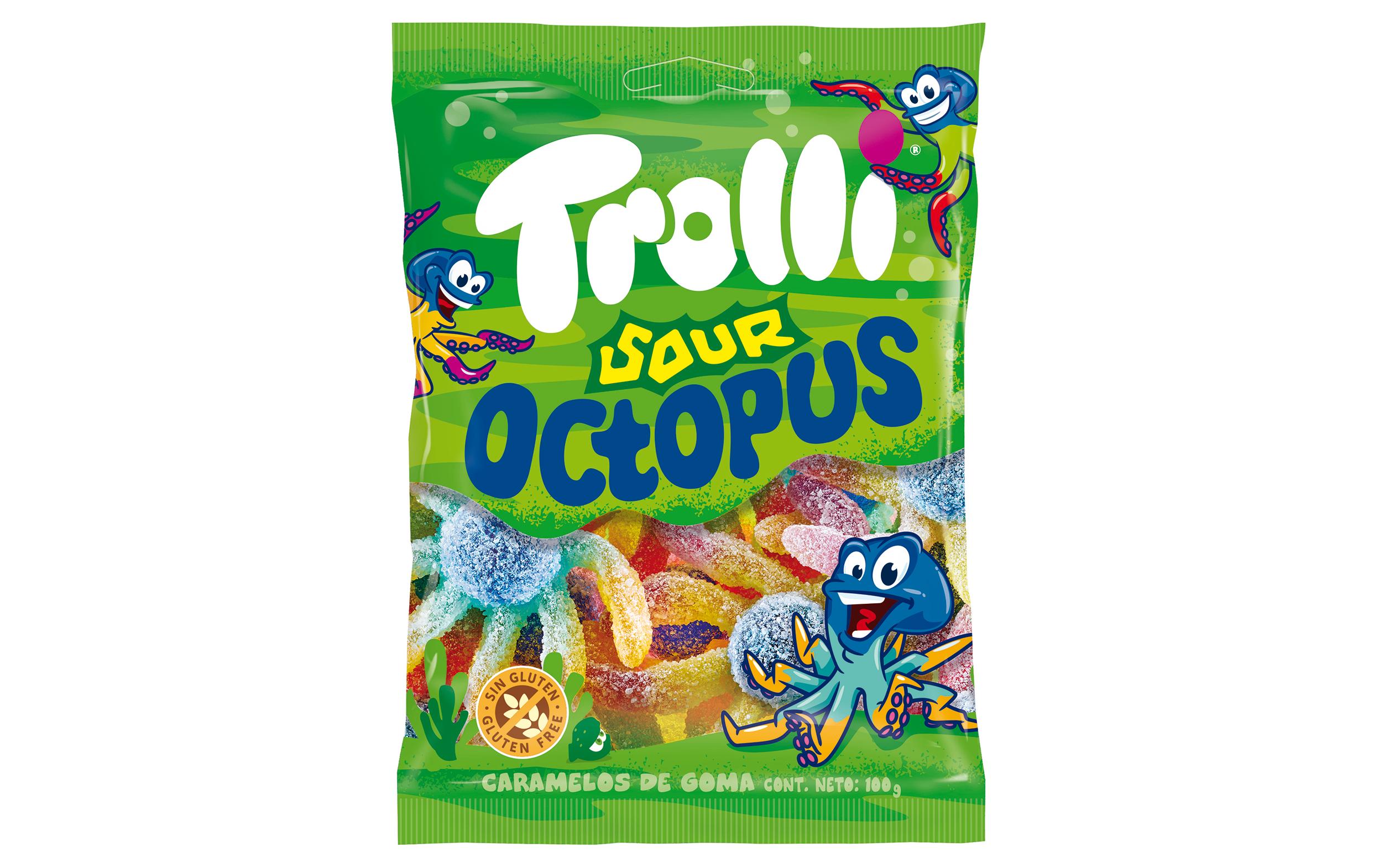 Gummibonbons Saure Octopus 100 gSüss saure Kaubonbons in Oktopus Form