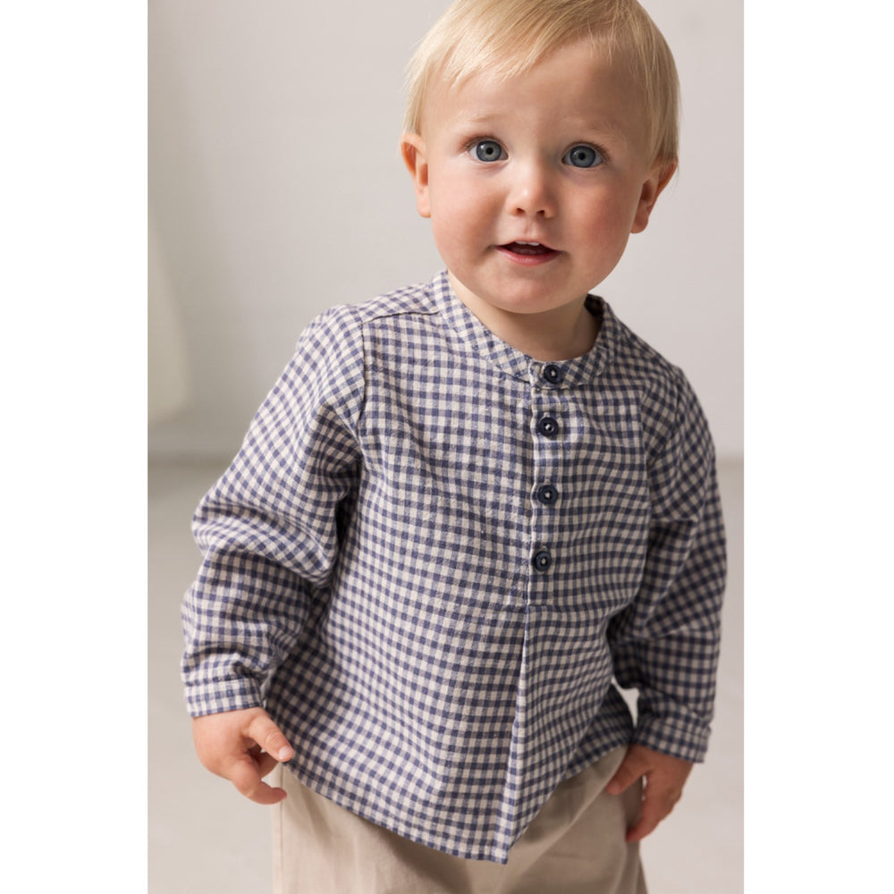 Køb MarMar Cotton Linen Marine Check Totoro Skjorte