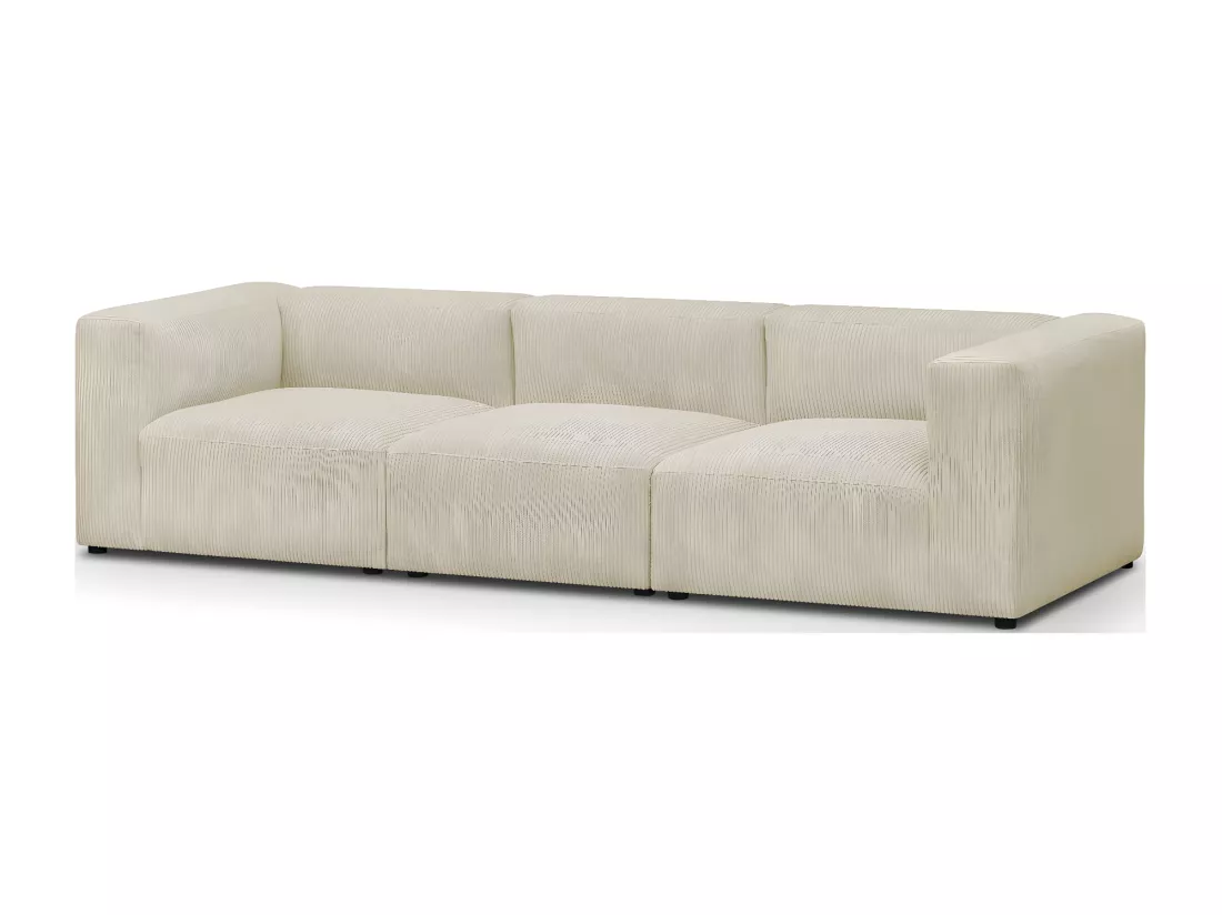 Canapé modulable 4 places en velours côtelé beige - Modulo