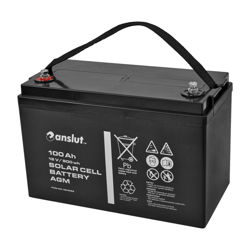 Solcellebatteri AGM 100 Ah 12 V 900 Wh