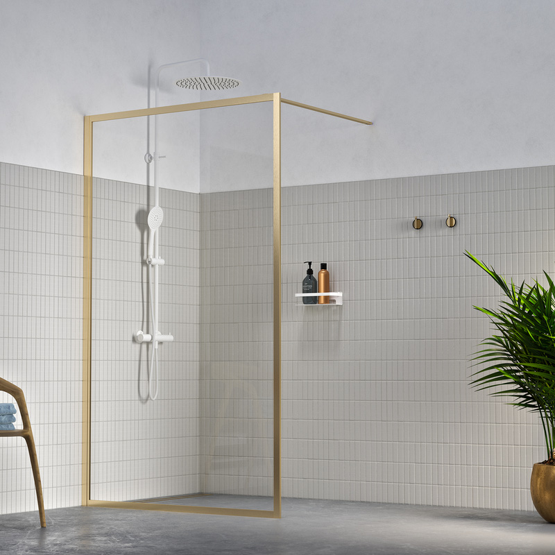 Sealskin Contour inloopdouche type A3 138x200 cm, 6 mm helder veiligheidsglas met antikalklaag geborsteld goud