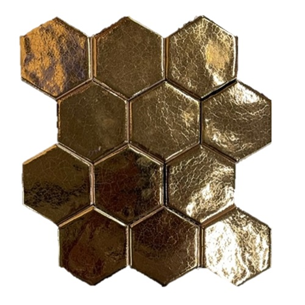 Terre d'Azur Hexagonale Mosaic wandtegel 28x30cm goud