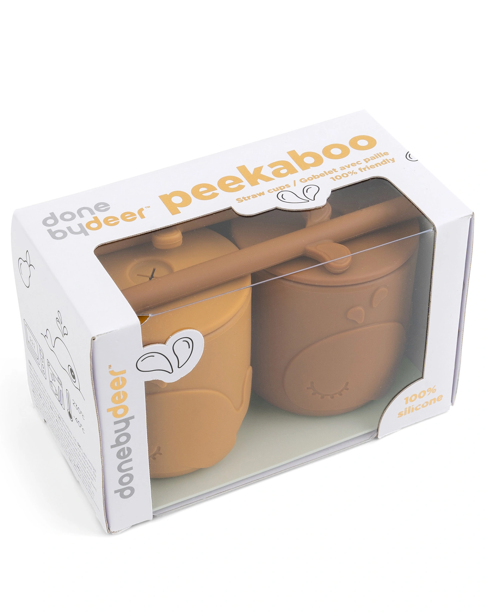 Strohhalmbecher PEEKABOO - WALLY 2er Pack in senfgelb
