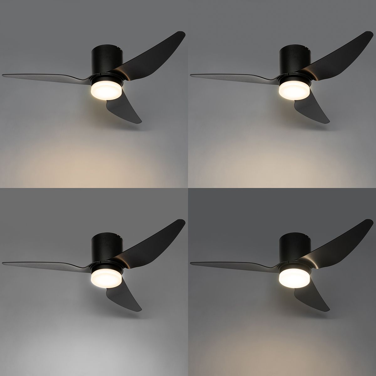Plafondventilator zwart 123cm incl. LED dimbaar met afstandsbediening - Patty