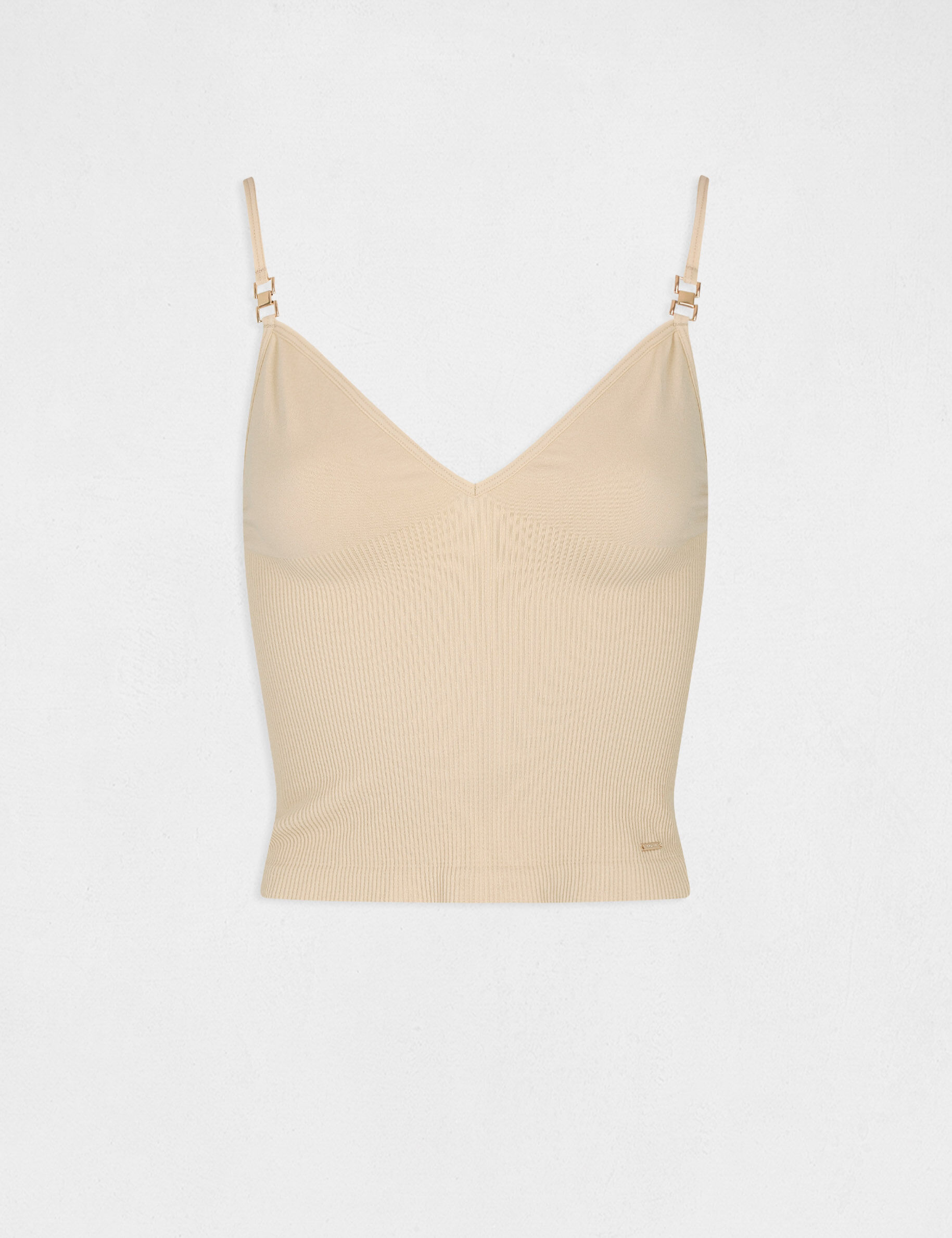 Débardeur bretelles fines à col en V beige femme - beige
