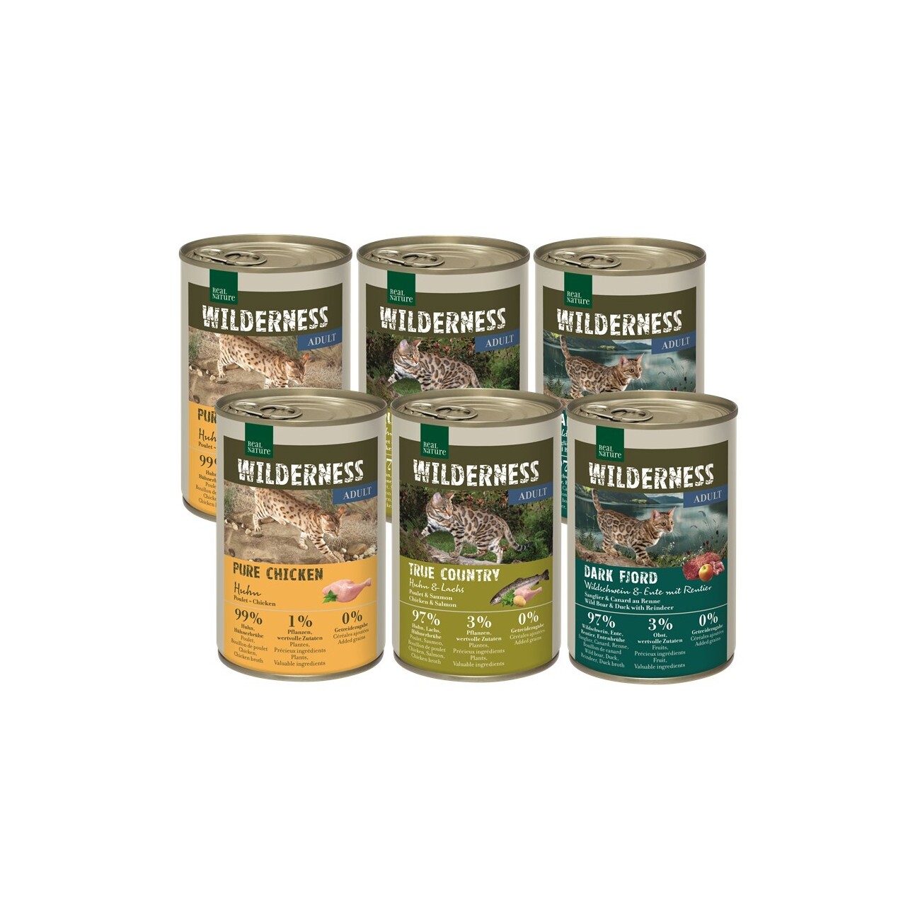 REAL NATURE WILDERNESS Nassfutter Katze, Adult 6x400 g Mixpaket 2