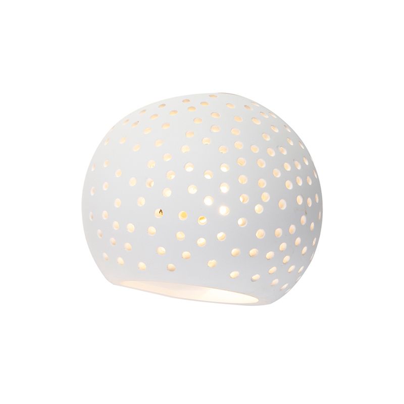 Moderne wandlamp wit gips bol met lichteffect - Blur