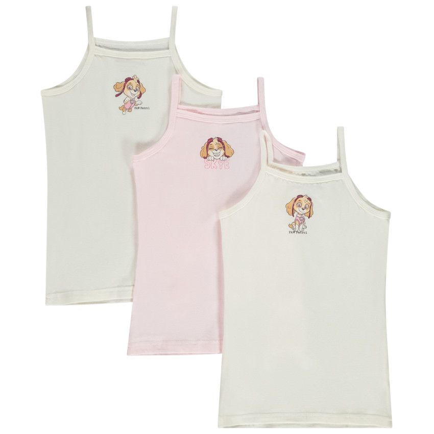 Lot de 3 maillots de corps à bretelles Stella Pat'Patrouille pour fille - Ecru