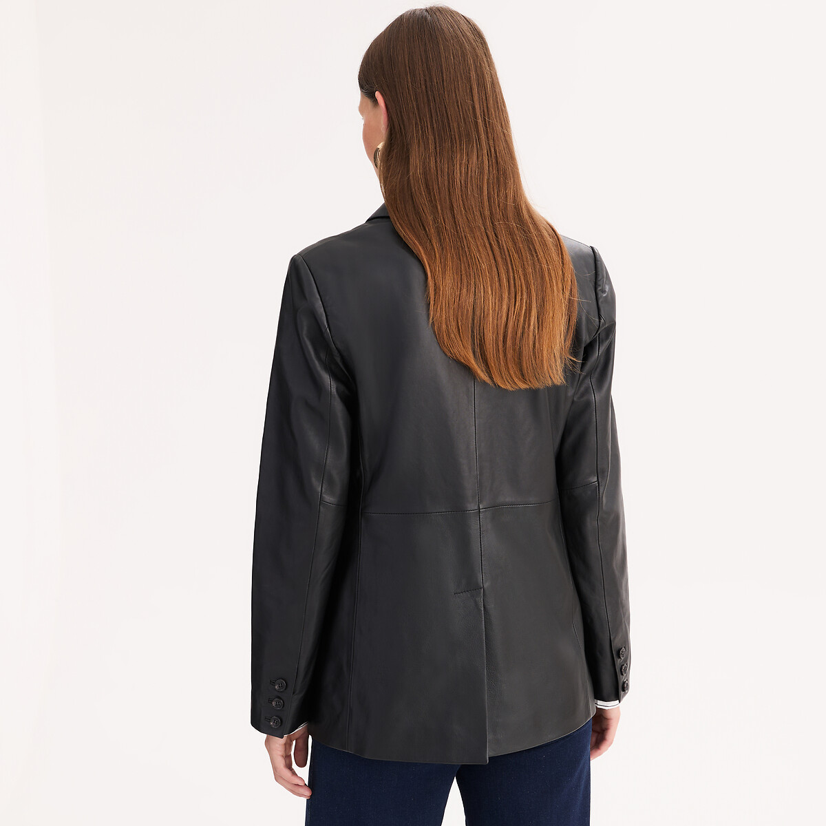 ANNE WEYBURN<br>Blazer de pele de cordeiro, corte reto