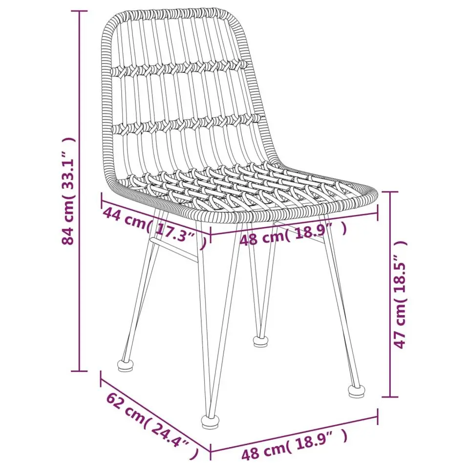 vidaXL - Tuinstoelen - Bruin - Staal - 2 stuks -48x62x84 cm
