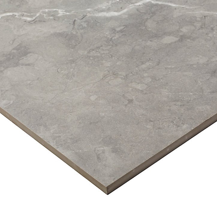 Carrelage intérieur sol et mural effet marbre L.59.5 cm x l.59.5 cm x Ep.0.9 cm gris Colours brillant