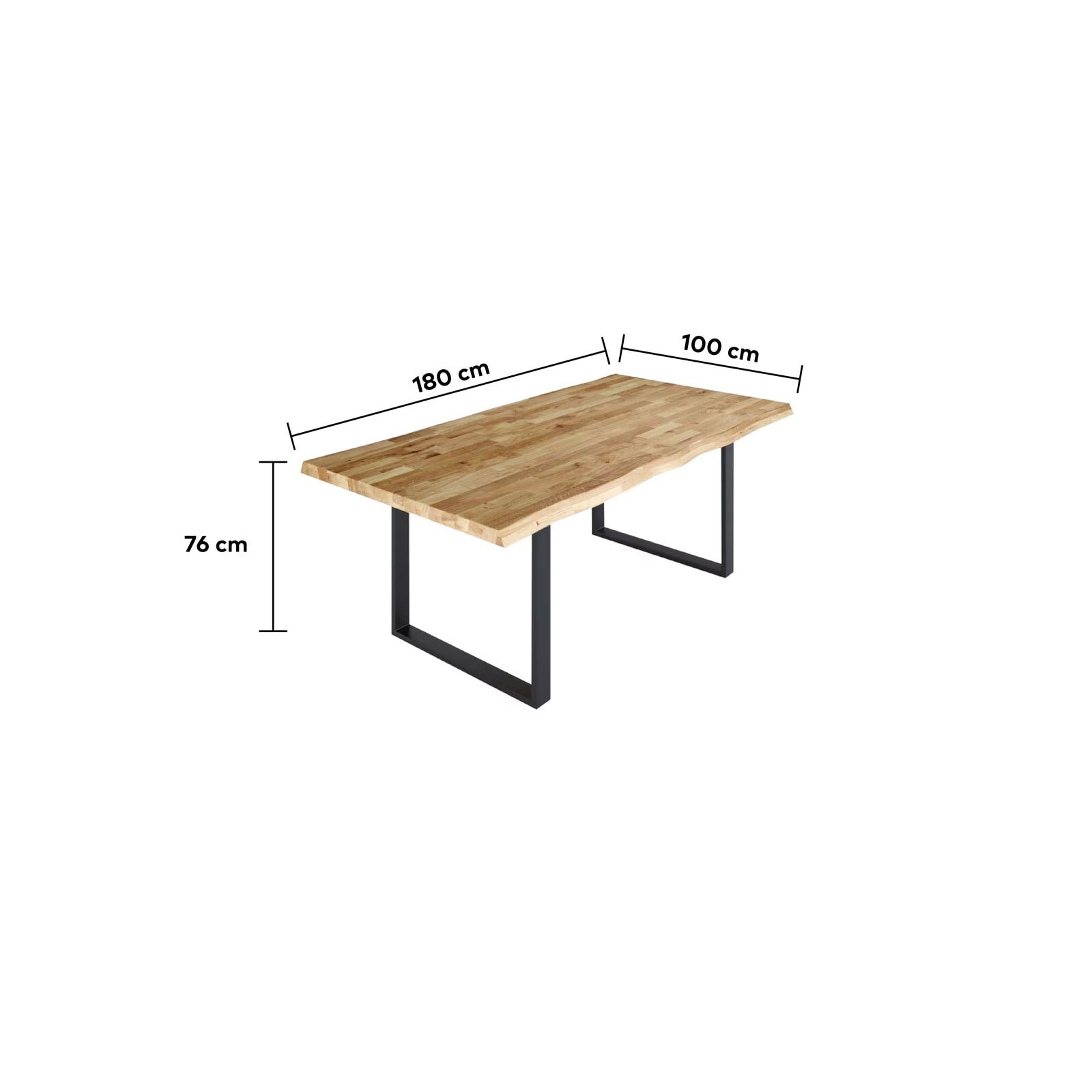 Esstisch NOVA TWO U 180 x 100 cm Metall /Eiche geölt