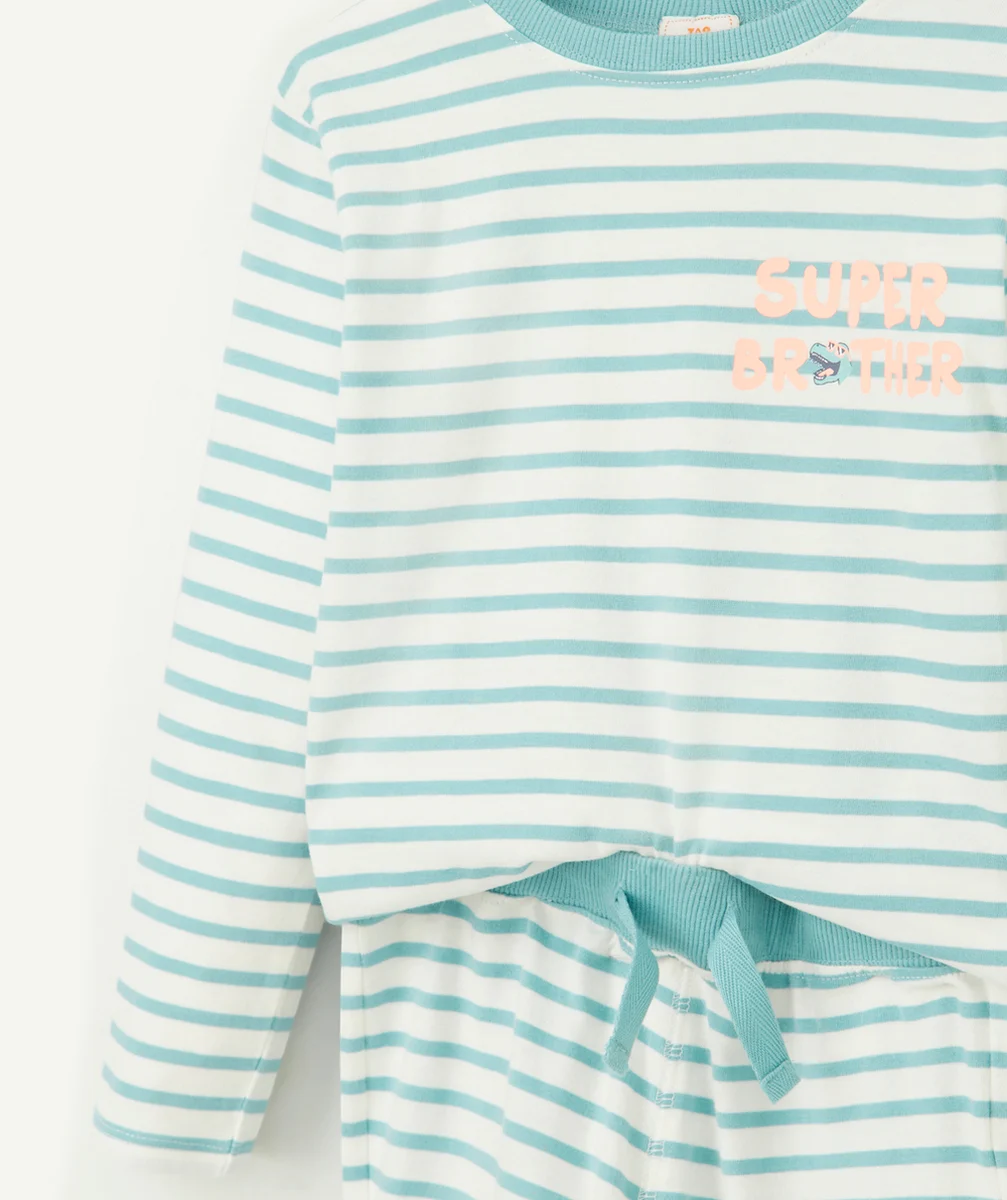 PYJAMA GARÇON IMPRIMÉ À RAYURES AVEC MESSAGE