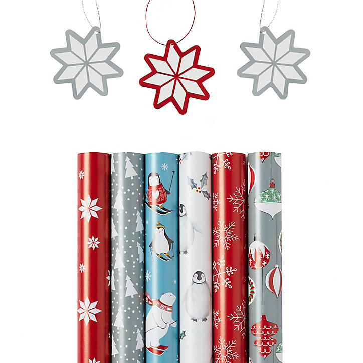 Papier cadeau Noël motif pingouin blanc l.70 cm x L.4m
