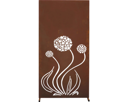 Privacyscherm met bloemenmotief, 95 x 185 cm, roest