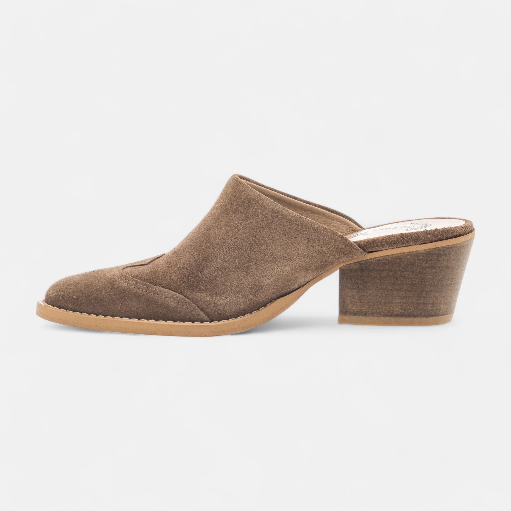 Mules à talon Femme en cuir taupe
