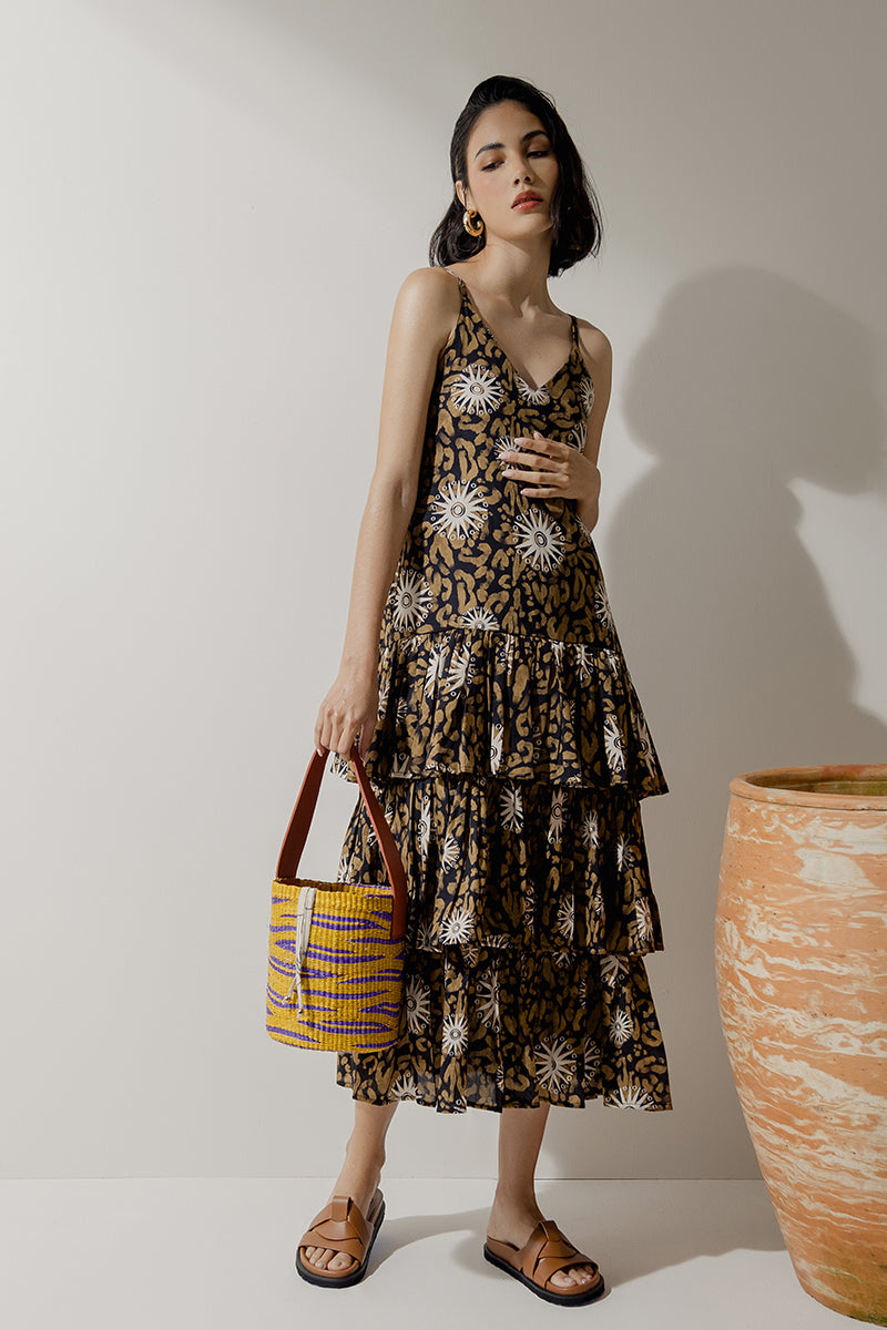 Robe midi à volants