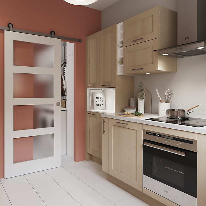 Porte coulissante Connemara 4 carreaux blanc H.204 x l.83 cm